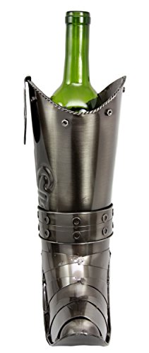 Ebros Le Fleur Crusader Medieval Knight Boot Steel Metal Wine Bottle Holder Caddy