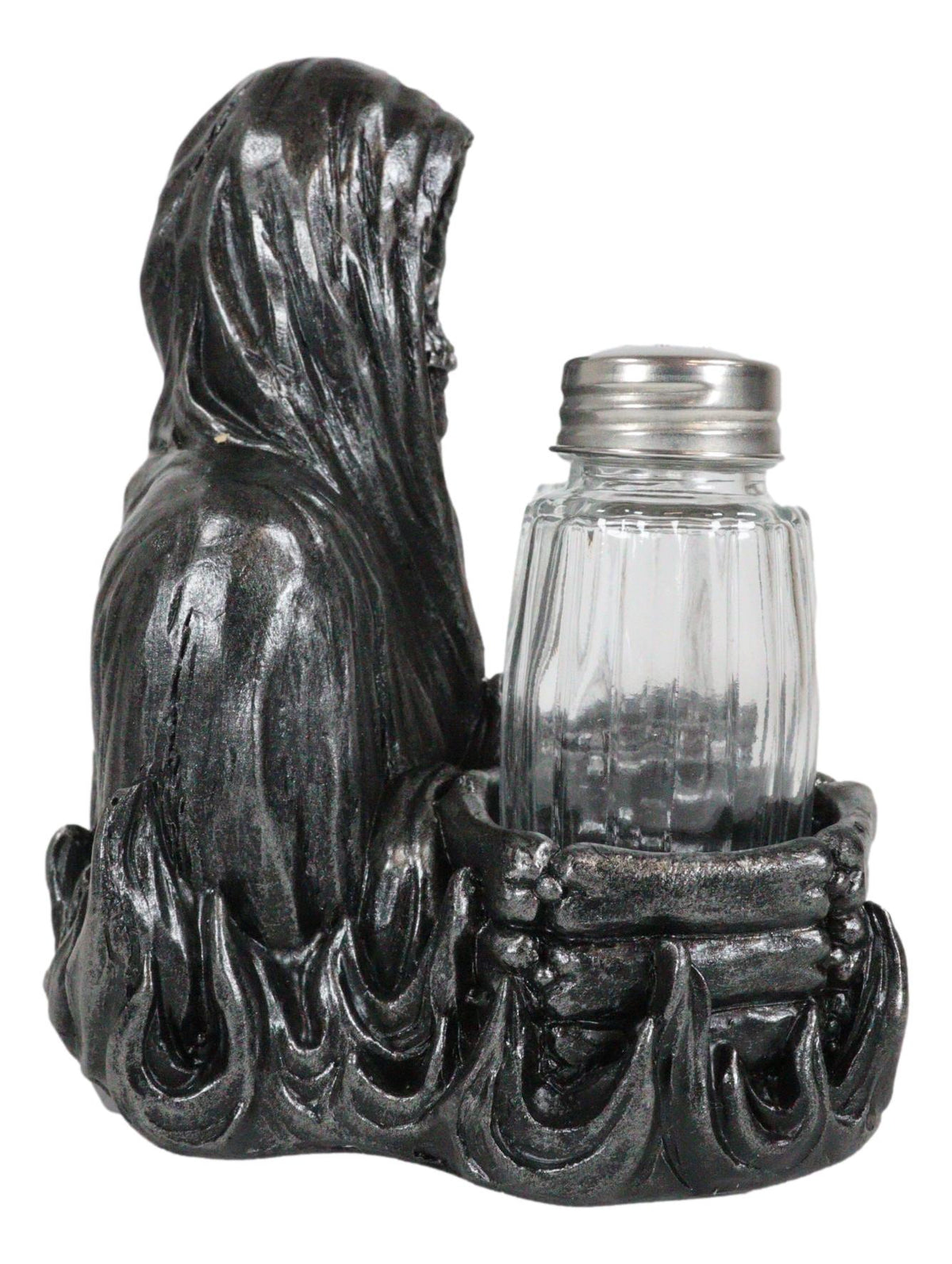 Soul Garnish Sitting Grim Reaper Skeleton Salt and Pepper Shakers Holder Set
