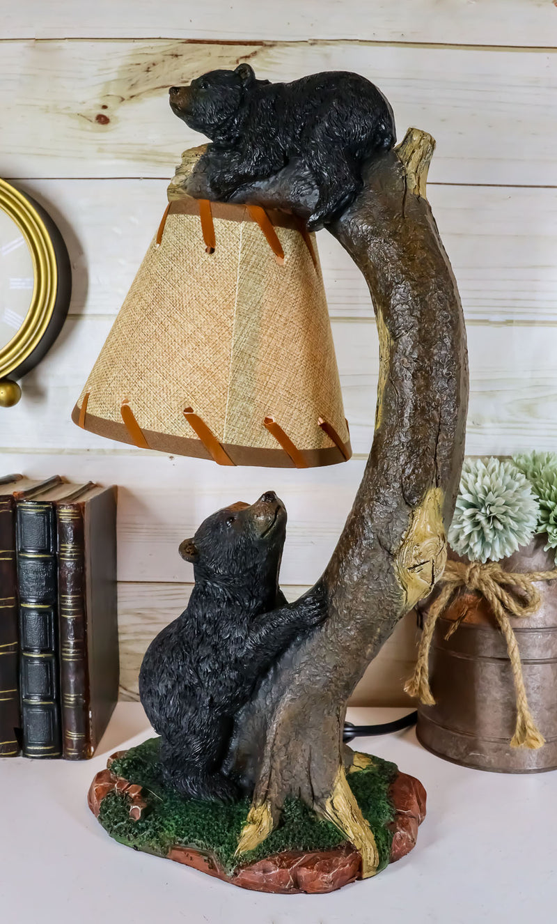 Ebros Whimsical 2 Climbing Black Bears On Bending Tree Branch Table Lamp Decor - Ebros Gift