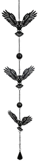 Whimsical Alchemy Sorcerer Night Goth Owls Metal Wall Hanging Mobile Wind Chime