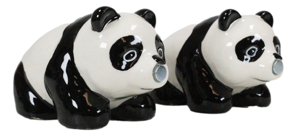 Ceramic Kissing Giant Panda Bears Salt And Pepper Shakers Holder Figurine Set