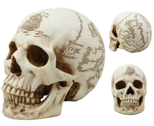 Ebros Pirate Captain Jack Sparrow Cartography Lost Treasure Map Skull Statue Relic