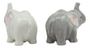 Ebros Kissing Elephant Couple Ceramic Salt And Pepper Shakers Figurine Decor Set 3.5"Long