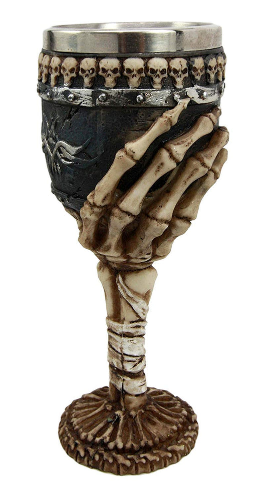 Ebros Skeleton Hand Bones Wine Chalice Goblet 6oz Cup Mummy Grip Of Death - Ebros Gift