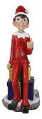 Naughty Christmas Elf Flipping The Bird Sitting On Santa Presents Shelf Figurine