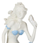 Ebros Ocean Goddess Pretty Mermaid With Blue Tail Holding Conch 8"Tall Figurine