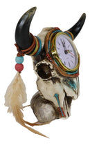 Southwestern Indian Dreamcatcher Feathers Steer Cow Skull Desktop Table Clock