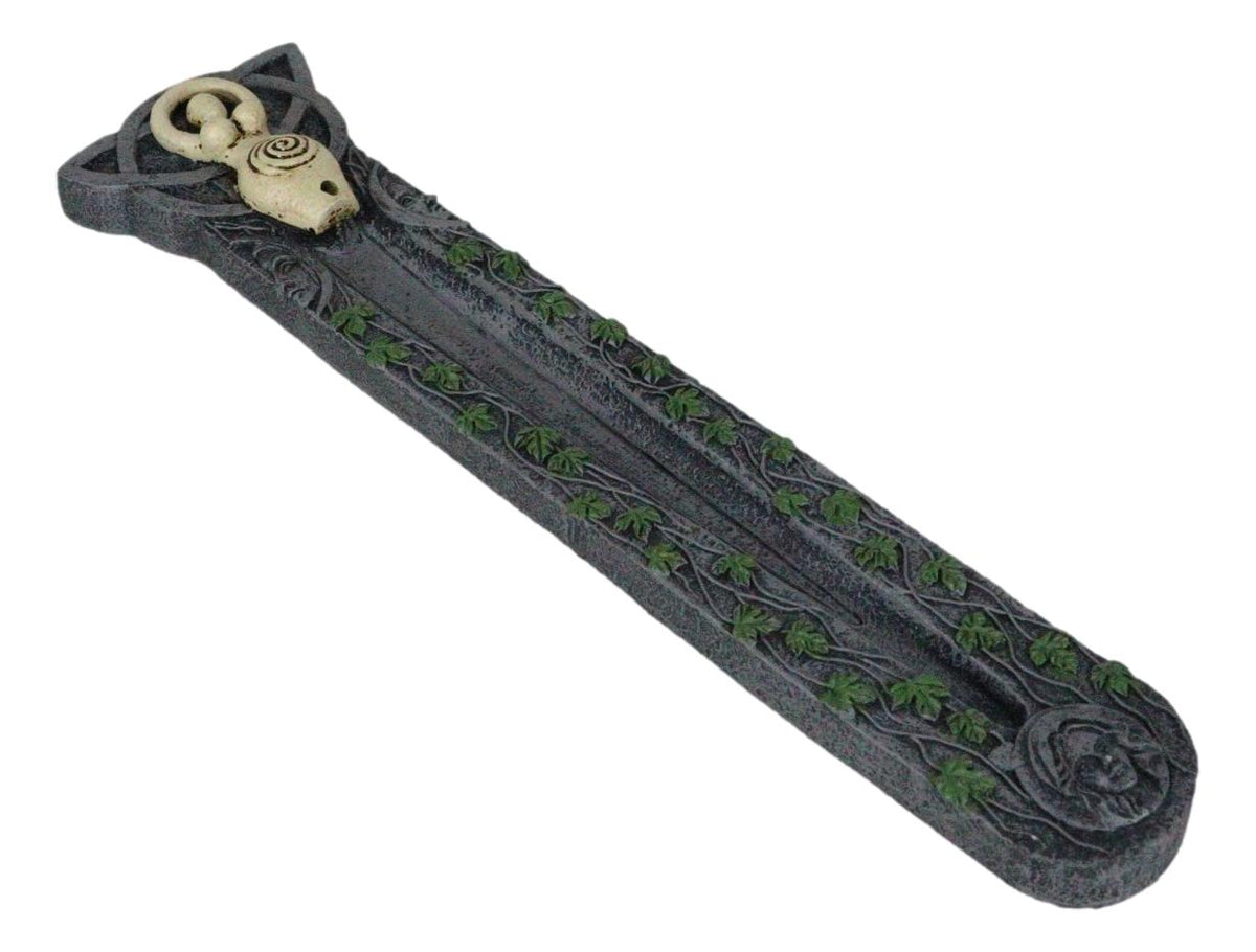 Wiccan Shaman Feminine Spiral Goddess Celtic Trinity Ivy Leaves Incense Burner