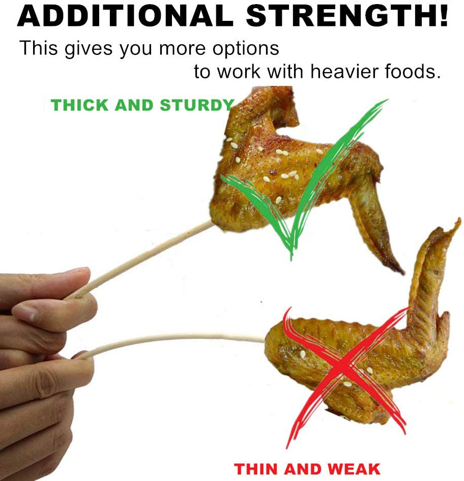 8"L Bamboo Skewers Sticks For BBQ Appetizer Fruits Cocktails Kabobs Pack Of 200