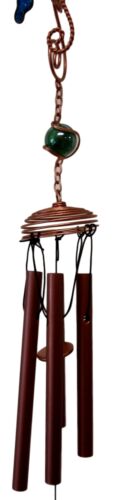 Ebros Gift Stained Glass Colorful Three Butterflies Copper Metal Wind Chime 28"Long Resonant Outdoor Patio Garden Decor Accessory