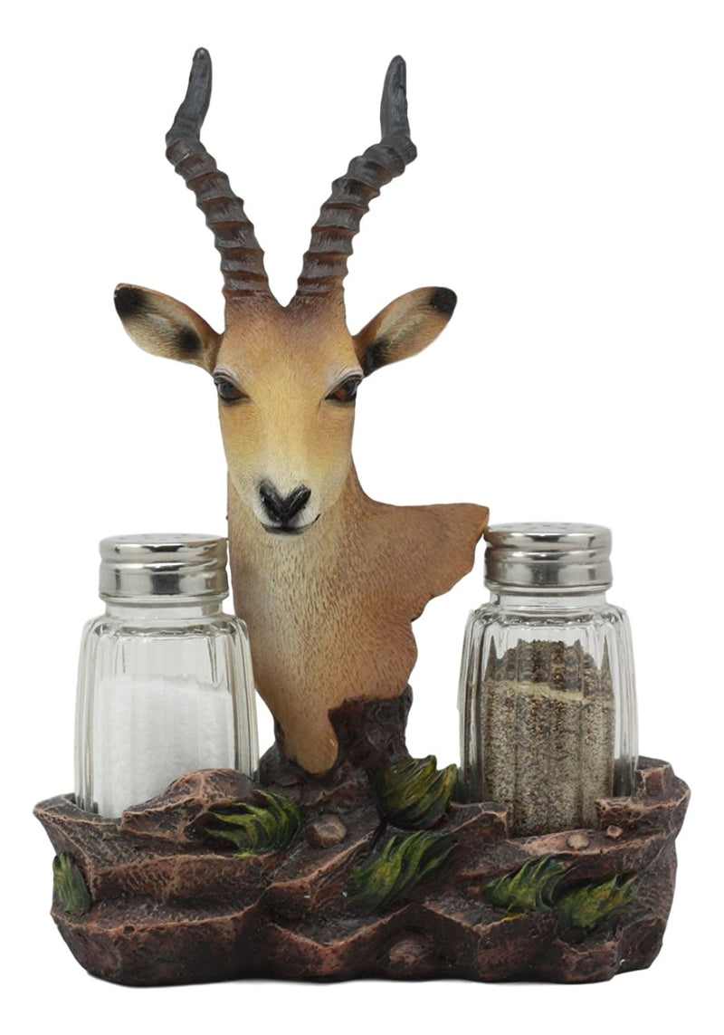 Ebros African Antelope Salt And Pepper Shakers Holder Safari Animal Decor 8" H