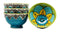 Ebros Set of 4 Luxury Ottoman Style Textured Dining Bowls 5.75"Diameter Made Of Ceramic Ideal For Home Decor Dinnerware & Giftware (Turquoise Blossom)