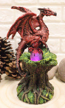 Ebros Red Volcano Dragon Mother Guarding LED Translucent Egg Figurine Night Light