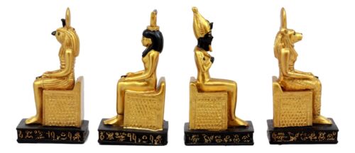 Egyptian Gods Horus Osiris Sekhmet And Isis Seated On Thrones Figurine Set of 4 - Ebros Gift