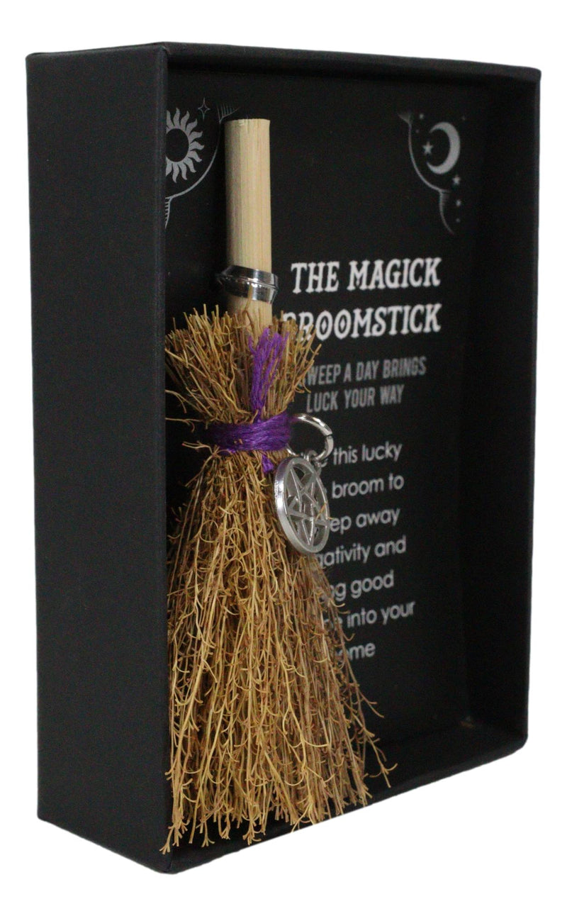 Wicca Occult Witch Broom Magick Broomstick With Pentagram Pendant Lucky Charm