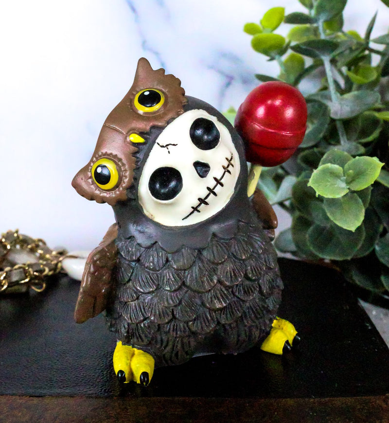 Furrybones Hootie The Great Horned Owl With Red Lollipop Skeleton Figurine 3"H