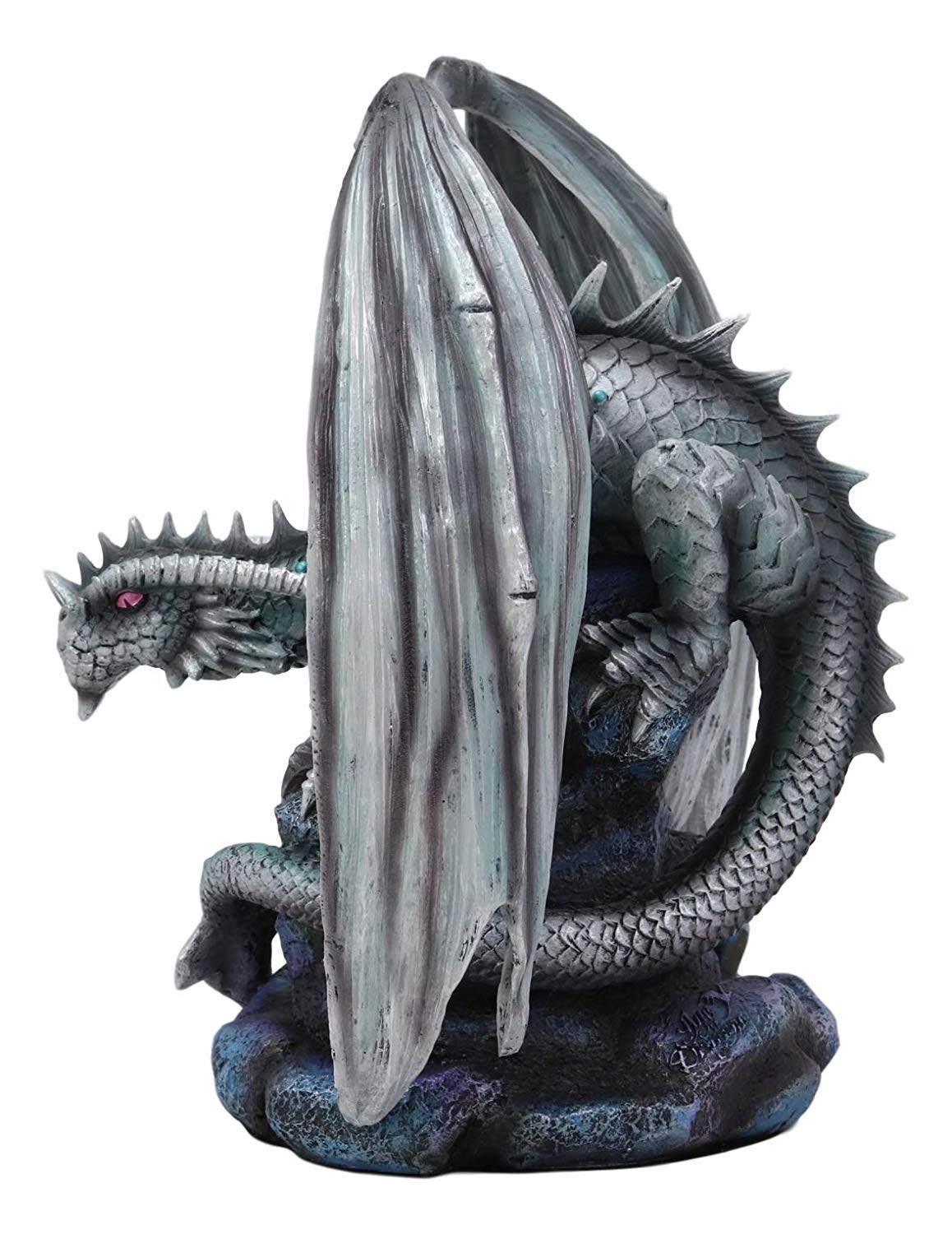 Ebros Grey Silverback Rock Adult Dragon & Egg Hatchling Statue 8"H Anne Stokes - Ebros Gift
