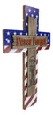 Western USA Flag Hero Fallen Soldier Boot Rifle Helmet Never Forget Wall Cross