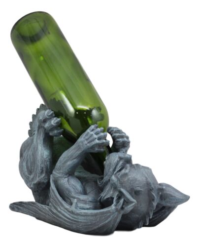 Ebros Gothic Fantasy Winged Drunken Gargoyle Wine Bottle Holder Figurine Kitchen Decor