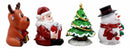 Merry Christmas Santa Reindeer Snowman And Christmas Tree Figurine Set 4"H Jolly