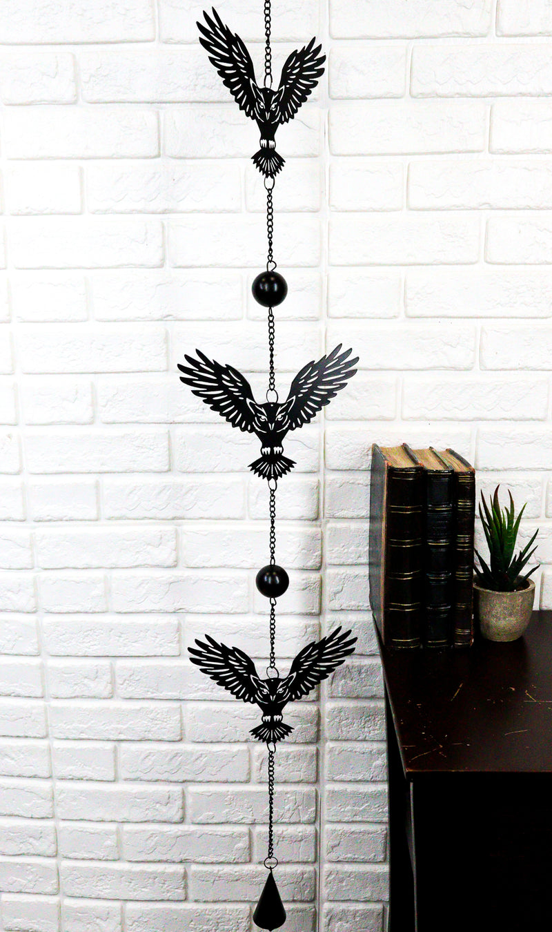 Whimsical Alchemy Sorcerer Night Goth Owls Metal Wall Hanging Mobile Wind Chime