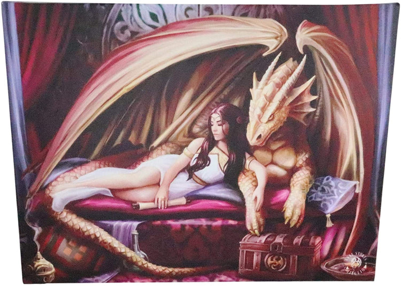 Ebros Anne Stokes Inner Sanctum Dragon Queen Wood Framed Picture Canvas Decor