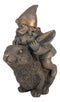 Whimsical Adventure Mr Gnome Dwarf Riding Rabbit Hare Figurine Fairy Garden