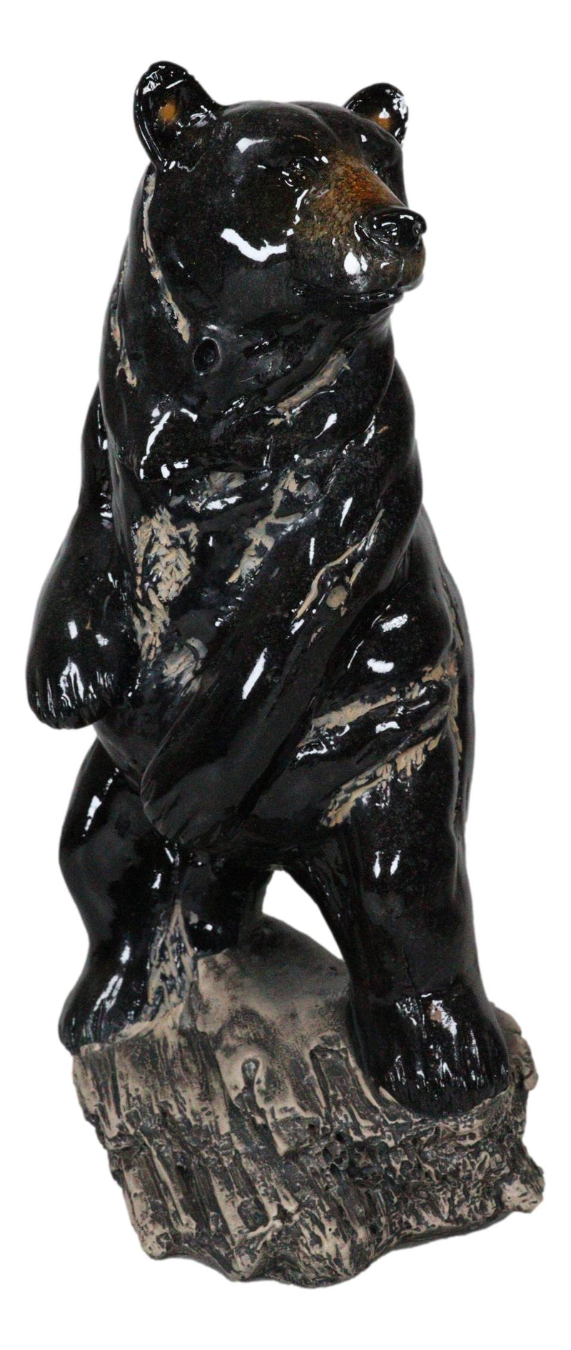 Rustic Western Woodlands Forest Black Bear Standing On Rock Figurine Decor