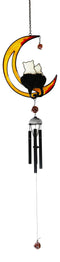 Cat Lovers On Moon Glass Gem Resonant Black Coated Copper Wind Chime Garden