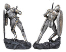 Ebros Dueling Crusader Knights with Giant Coat of Arms Shields Bookends Set