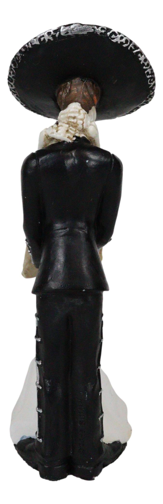 Love Never Dies Wedding Bride & Groom Mariachi Skeleton Couple Dancing Figurine