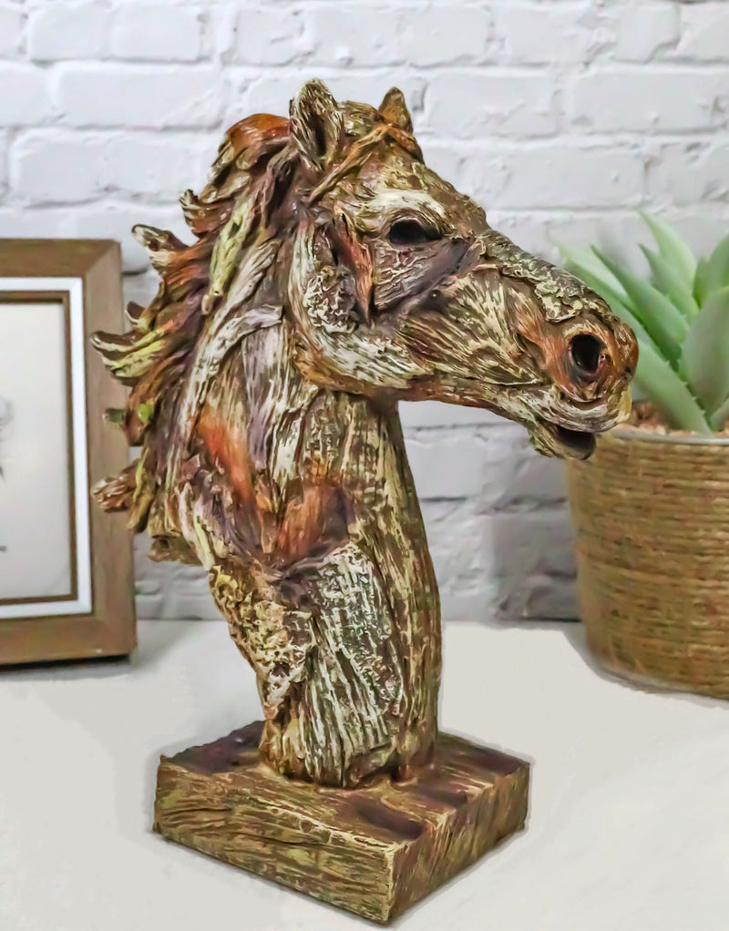 Faux Driftwood Equine Beauty Mustang Horse Head Desktop Plaque Sculpture 8.25"H