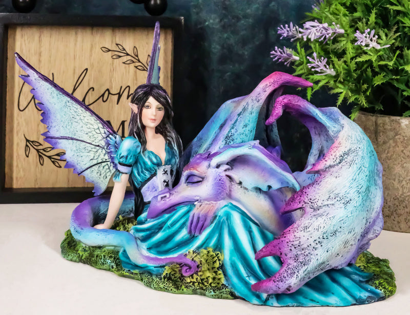 Twilight Slumber Enchanted Fairy With Sleeping Dragon On Lap Amy Brown Figurine