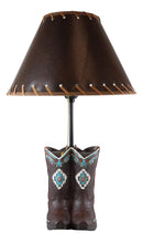 Western Aztec Tribal Patterns Cowgirl Cowboy Boots Table Lamp With Laced Shade