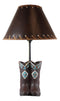 Western Aztec Tribal Patterns Cowgirl Cowboy Boots Table Lamp With Laced Shade