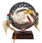 Patriotic Bald Eagle By American Flag With Dreamcatcher Feathers Desktop Plaque