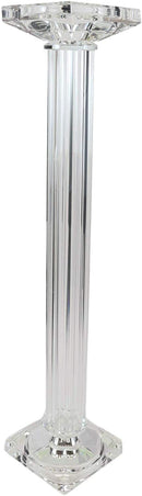 Ebros Contemporary Glass Pillar Column Candle Holder Candlestick( SET OF 2 )
