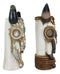 Set Of 2 Southwest Cow Skull With Turquoise Rocks And Braided Ropes Floral Vases