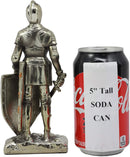 Ebros Holy Roman Empire Crusader Knight with Sword and Shield On Guard Statue 7" Tall