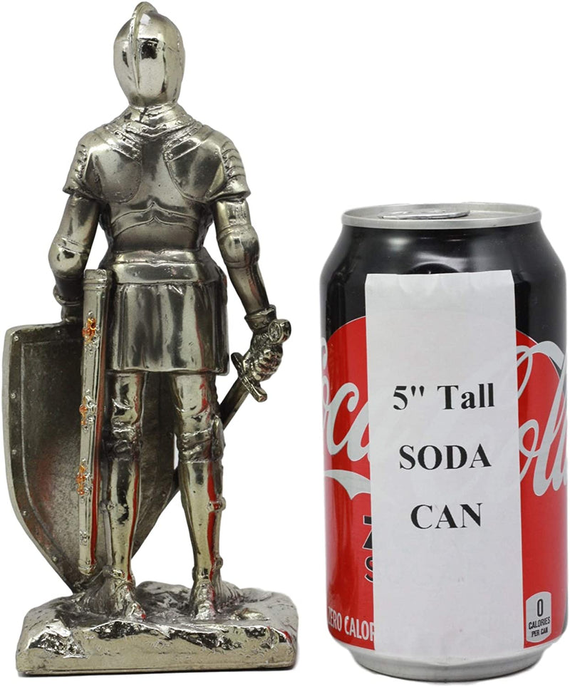 Ebros Holy Roman Empire Crusader Knight with Sword and Shield On Guard Statue 7" Tall