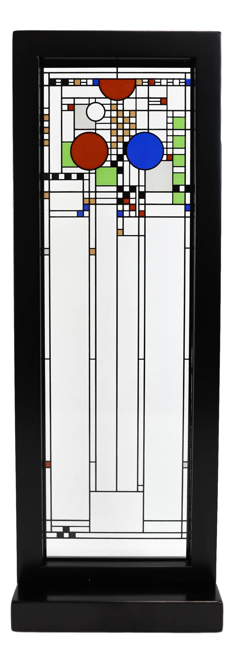 Ebros Frank Lloyd Wright Coonley Playhouse Middle Panel Stained Glass Wood Framed