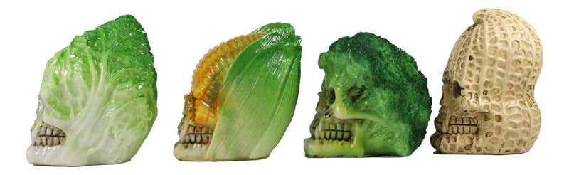 Ebros Vegetable Salad Corn Broccoli Cabbage Peanut Skulls Mini Figurine Set of 4