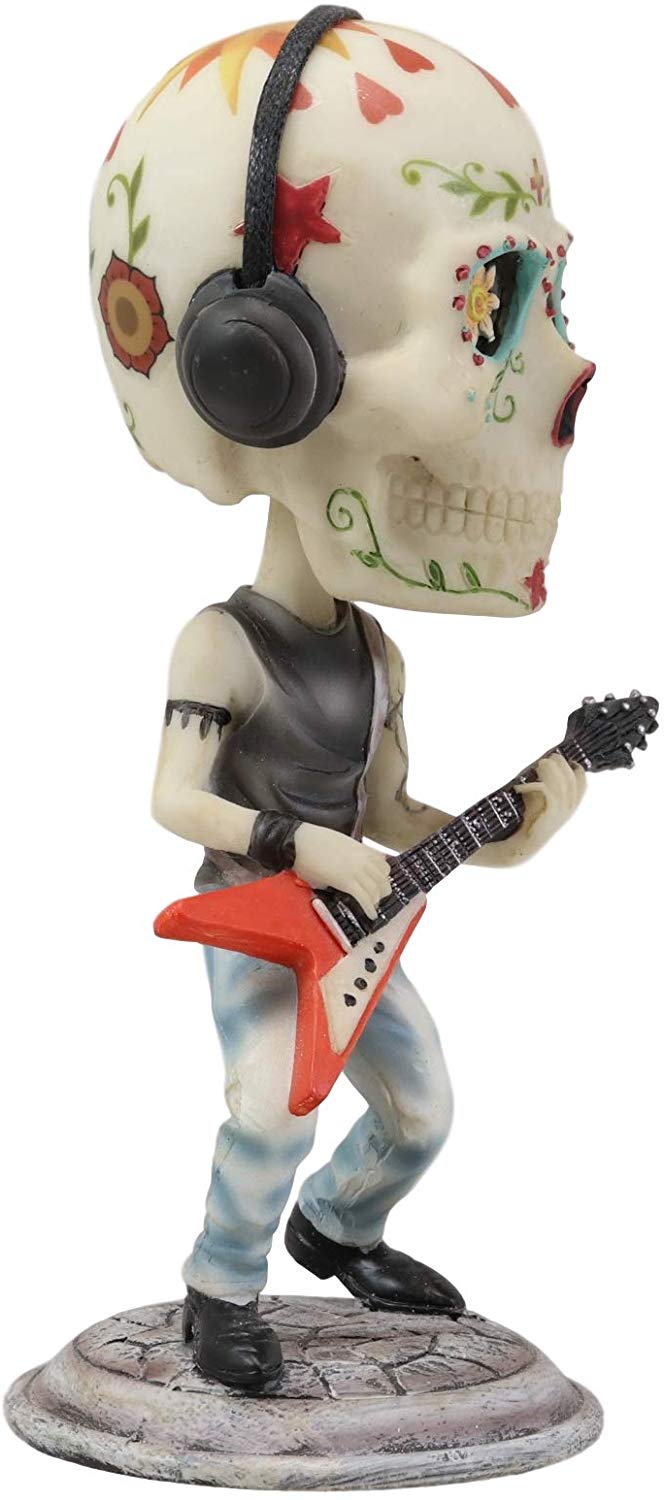 Ebros Day of The Dead Booblehead Collection The Lead Guitarist Sugar Skull Figurine