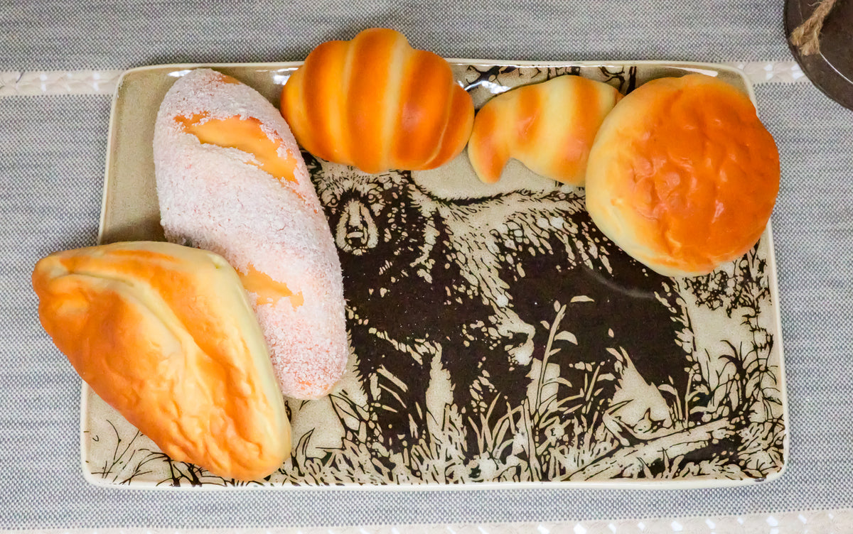 Ebros Nature Animal Wildlife Woodland Forest Black Bear Abstract Art Large Rectangular Serving Plate or Platter 13.25" Dishwasher And Microwave Safe