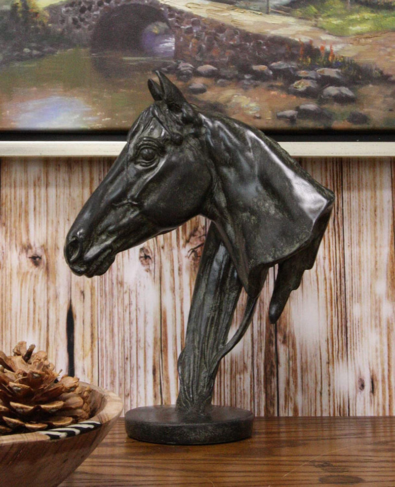 Ebros Terracotta Horse Bust Sculpture 12.25" Tall Faux Granite Resin Decor Stallion Horse Head Statue