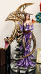 Large 26"H Gothic Soothsayer Psychic Fairy & Bone Skeletal Ghost Dragon Statue