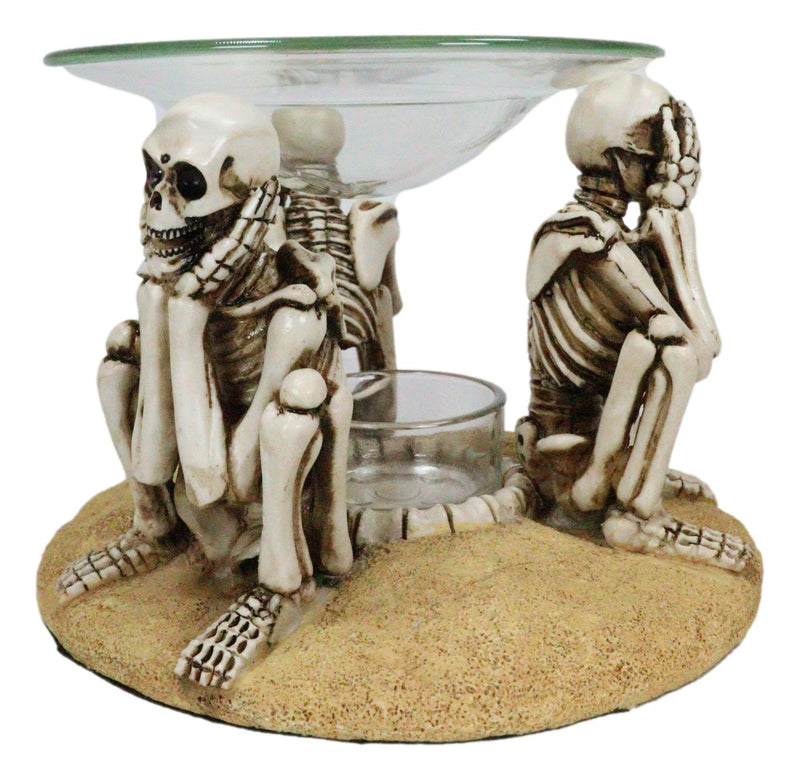 Funny Macabre See Hear Speak No Evil Skeletons Candle Aroma Oil Tart Burner