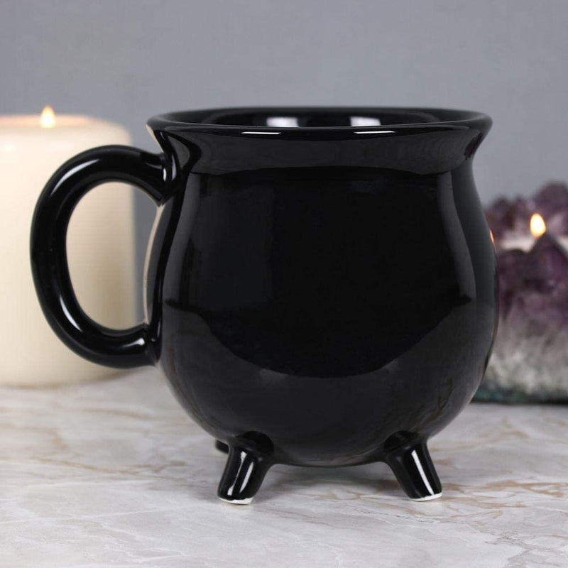 Ceramic Wicca Hocus Pocus Witch Potion Broil Black Cauldron Mug Cup With Handle