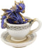 Ebros Metallic Baby Wyrmling Dragons in Tea Cups with Saucers Figurine Set 4.5"H