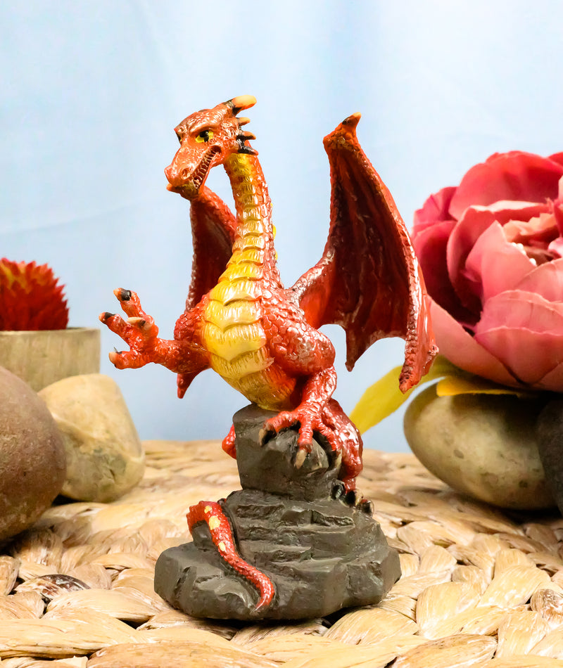 Ebros Whimsical Red Lava Dragon Climbing On Volcanic Rock Statue 4.25" Ebros Gift Ebros Whimsical Red Lava Dragon Climbing On Volcanic Rock Statue 4.25" Ebros Gift